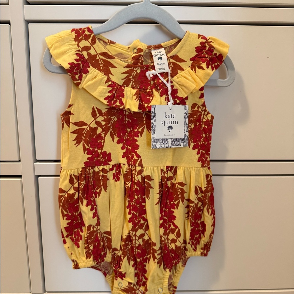 Kate Quinn Mustard and Crimson Floral Romper